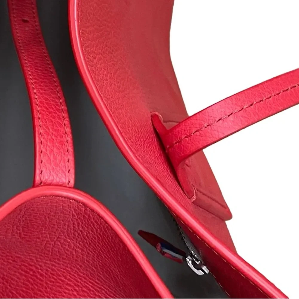 Rare Giorgio Armani Red Pebbled Leather Tote Le Sac 11 - Picture 6 of 10